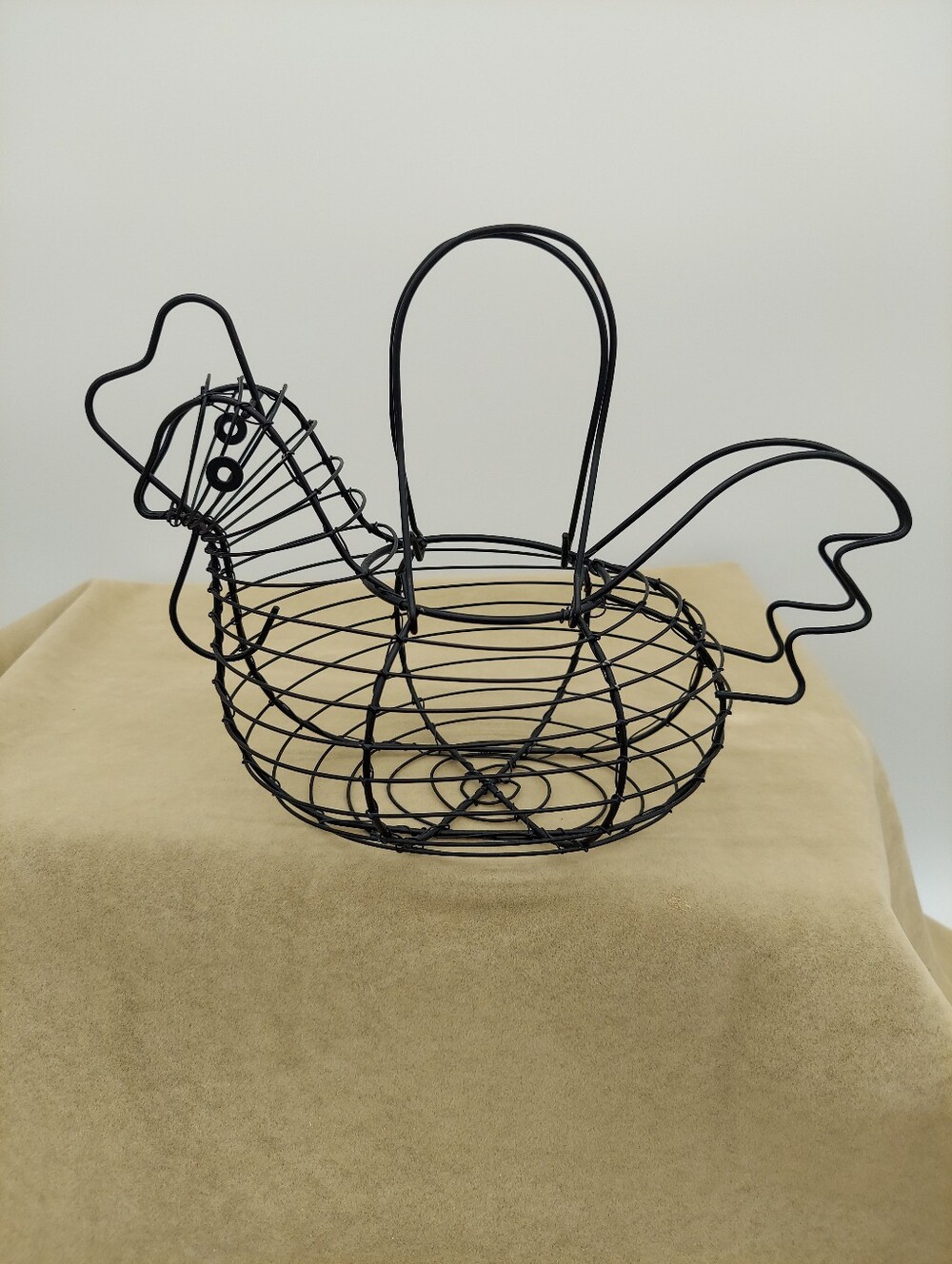 Black Wire Chicken Basket Handles Cute Farmhouse Cottage Home Decor